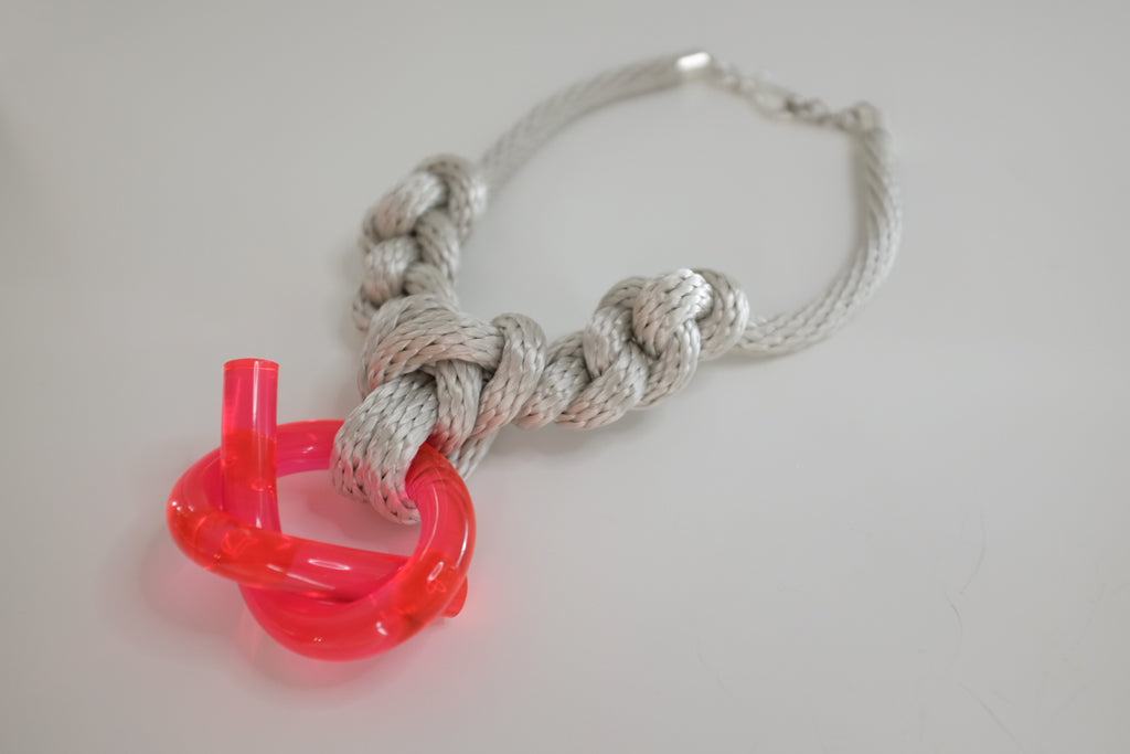 Capraia Silver and Neon Pink Necklace