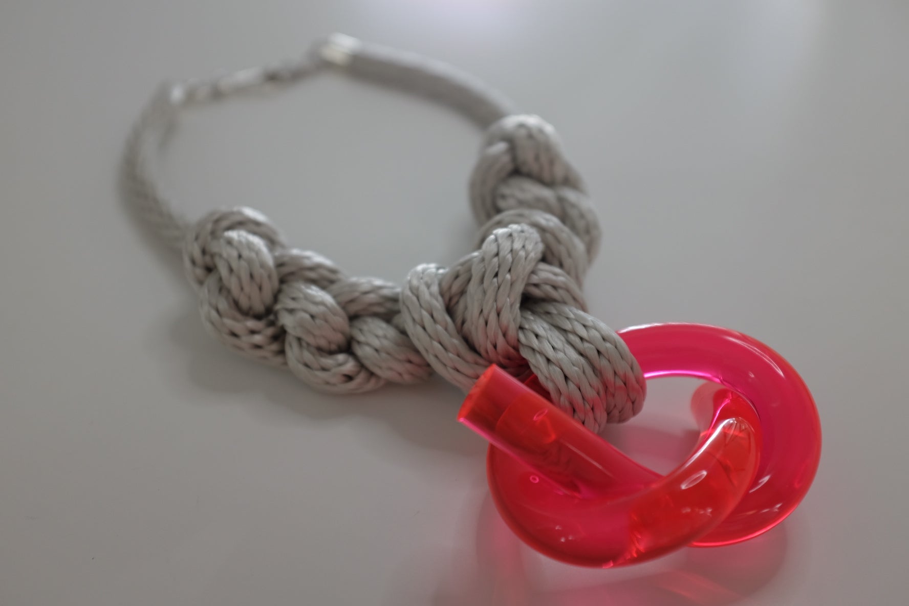 Capraia Silver and Neon Pink Necklace