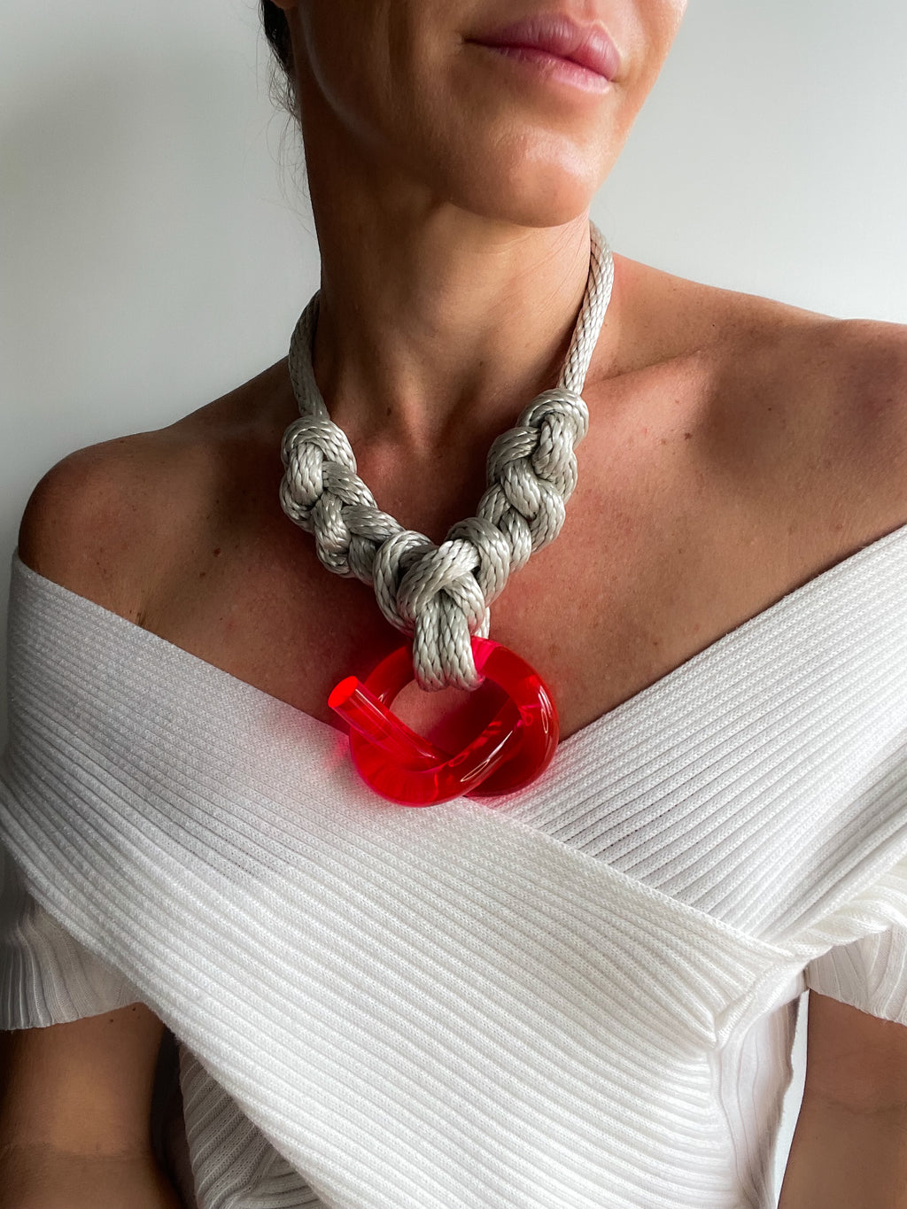 Capraia Silver and Neon Pink Necklace