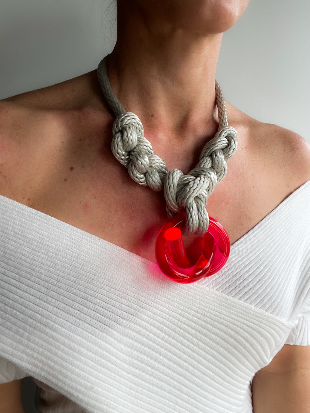 Capraia Silver and Neon Pink Necklace