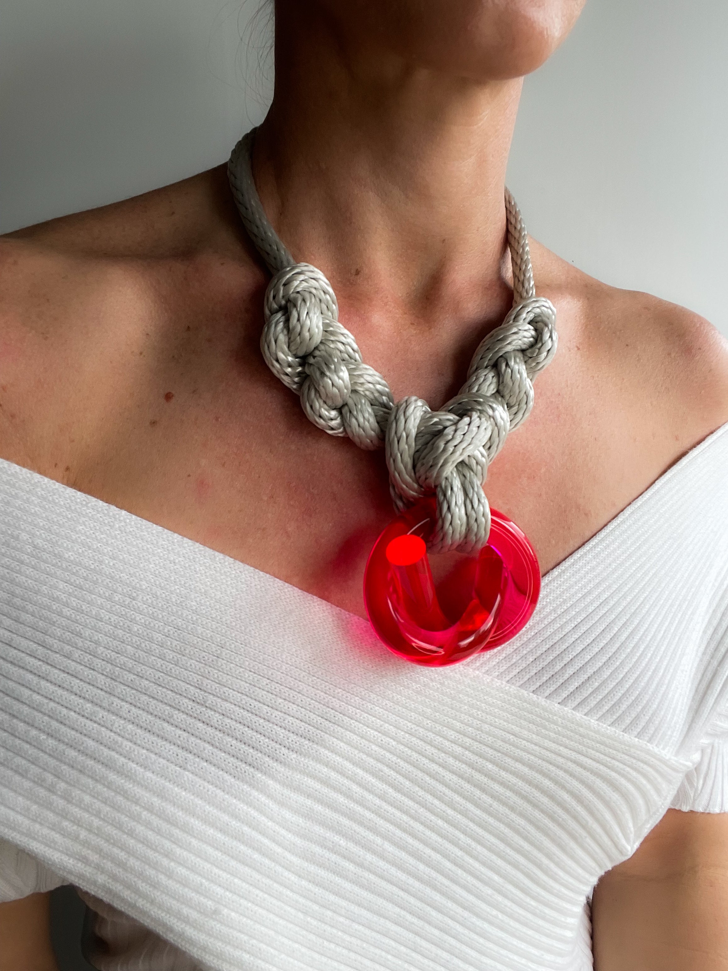 Capraia Silver and Neon Pink Necklace